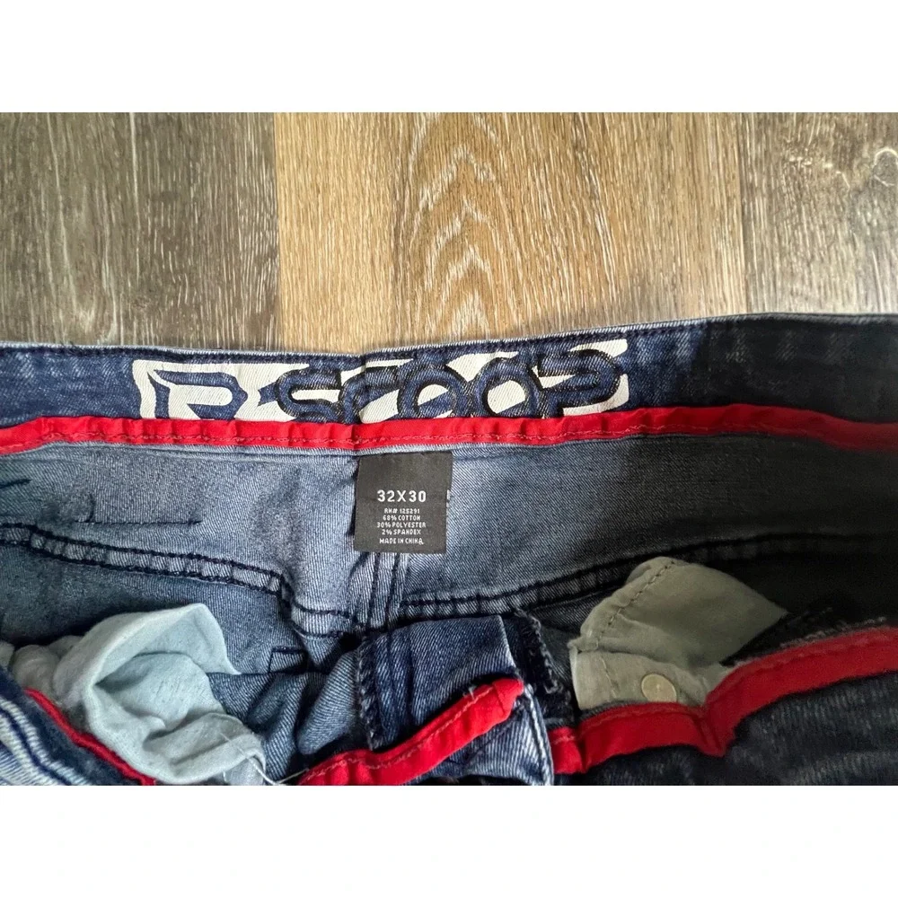 LR Scoop Distressed Jeans Mens‎ 32x30 Blue Good Paint Splatter Moto Ripped Denim
